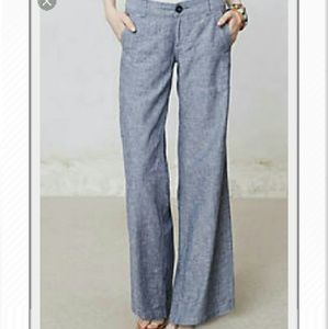 Anthropologie linen gray-blue pants